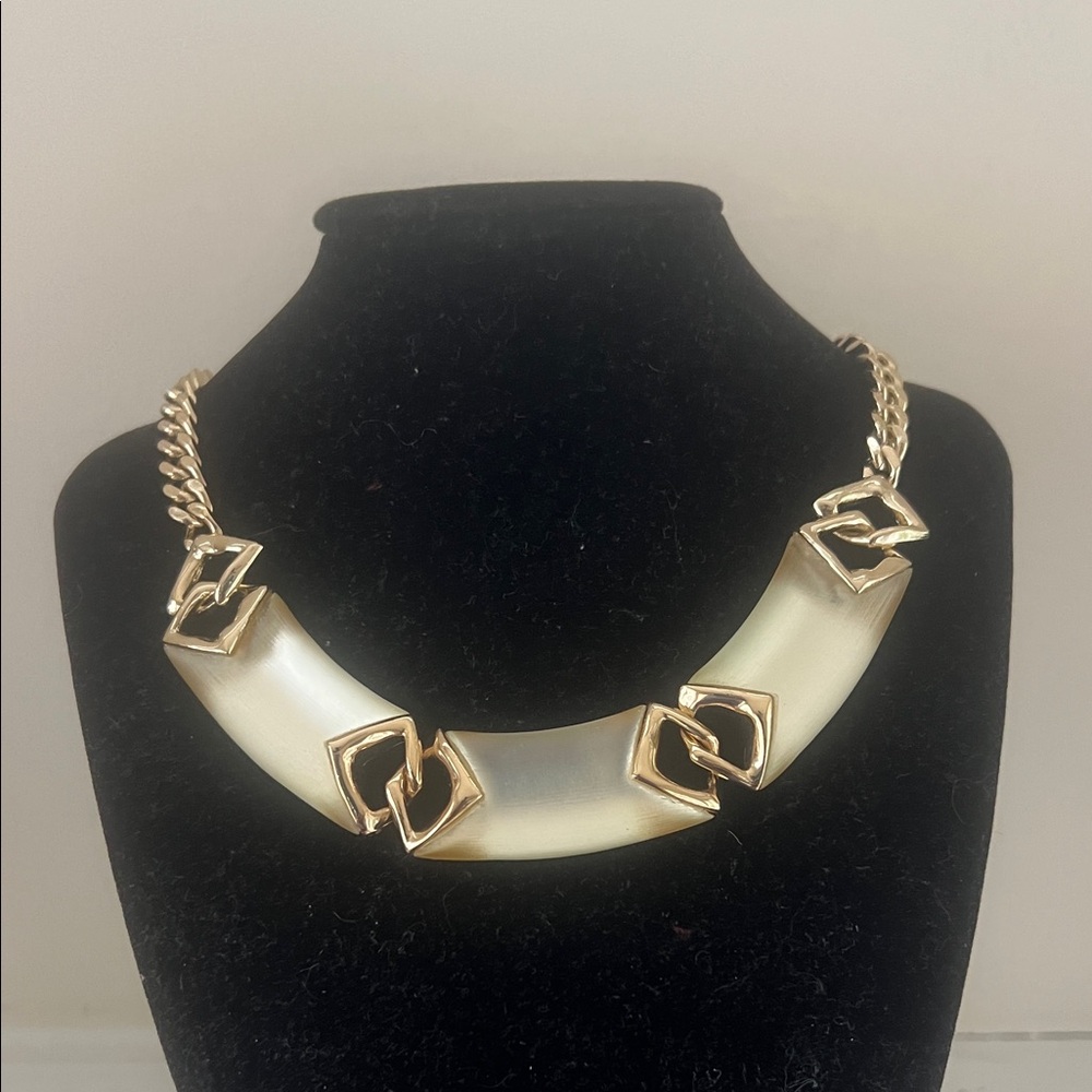 Alexis Bittar Gold Lucite Geometric Necklace